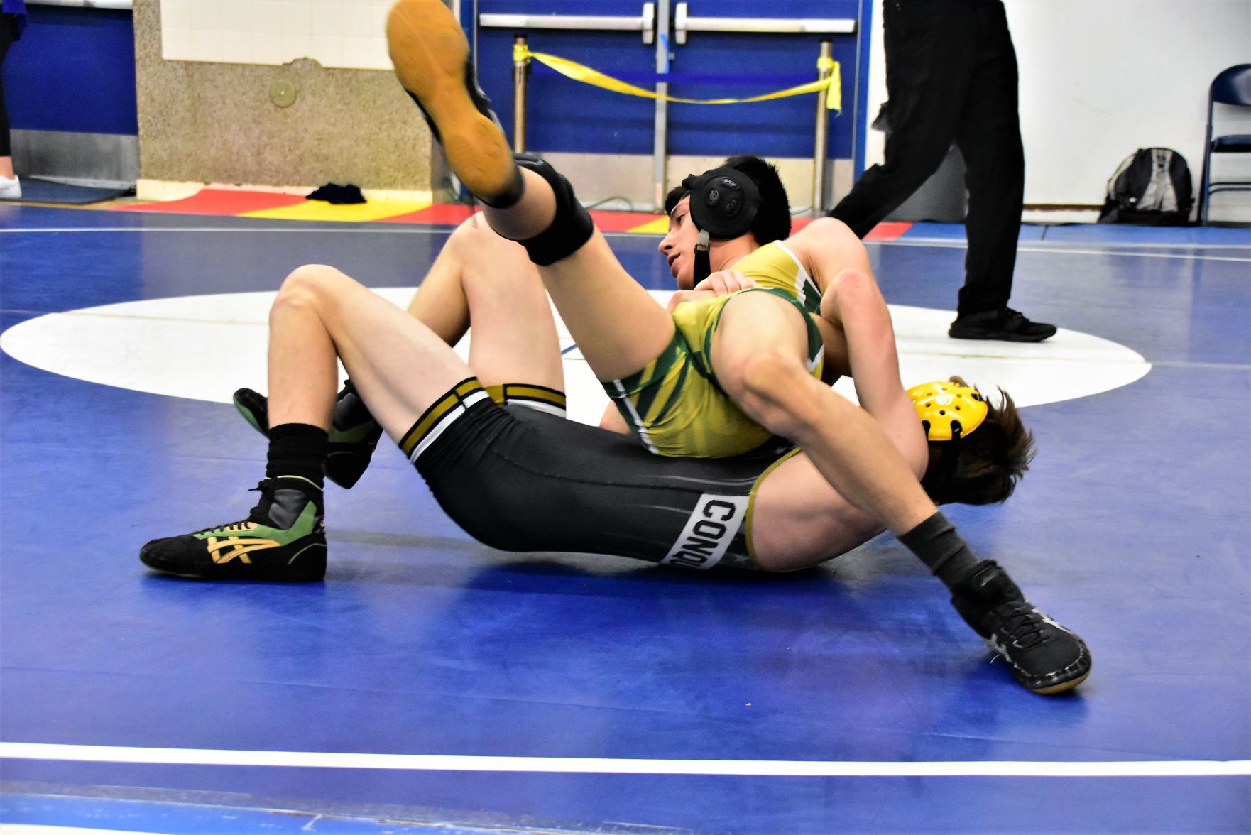 Santa Barbara's Gabriel Jimenez (Top) escapes from Cabrillo's Ryley Daltorio